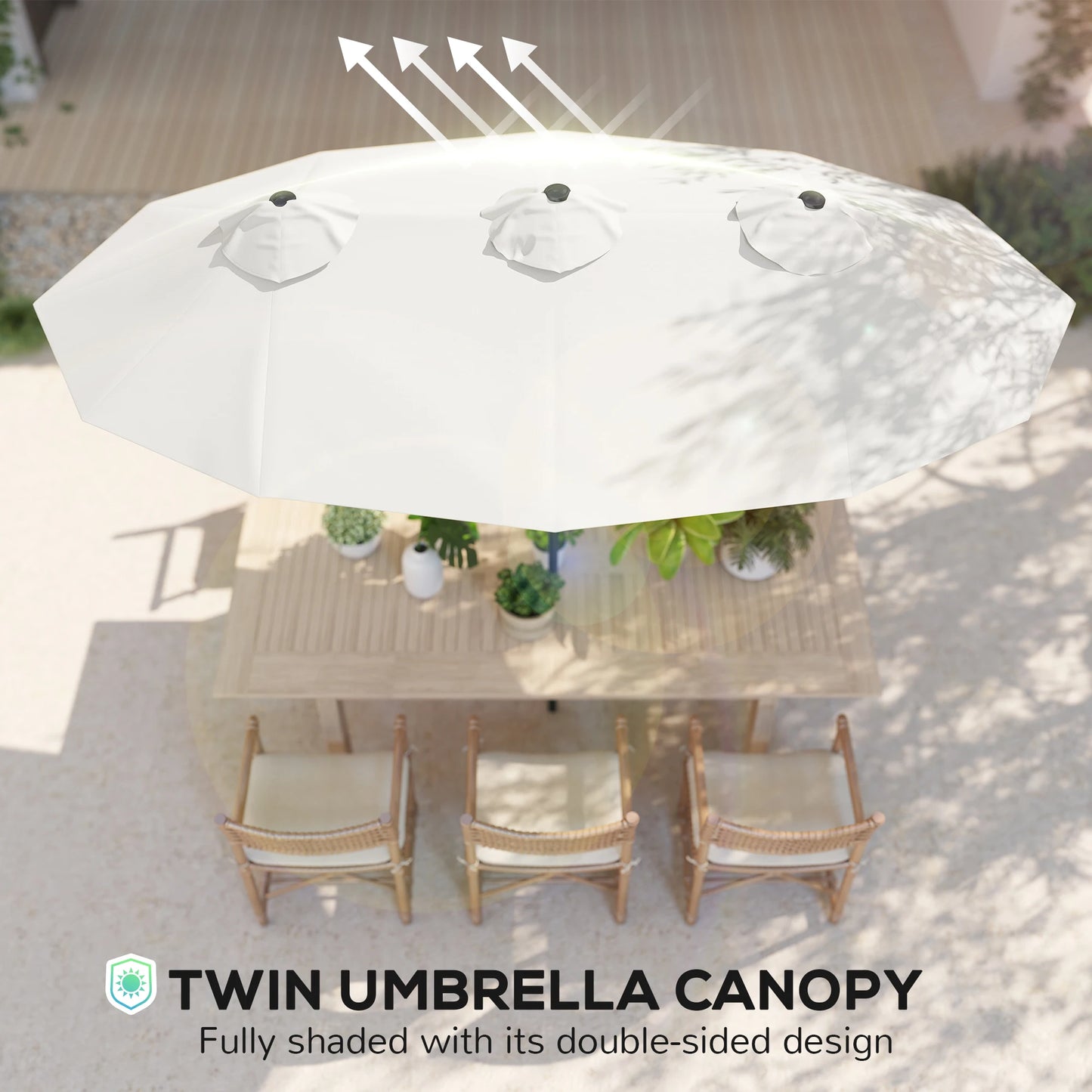 9.7' Double-Sided Patio Umbrella with 3 Air Vents, Tilt and Crank, Outdoor Umbrella, White