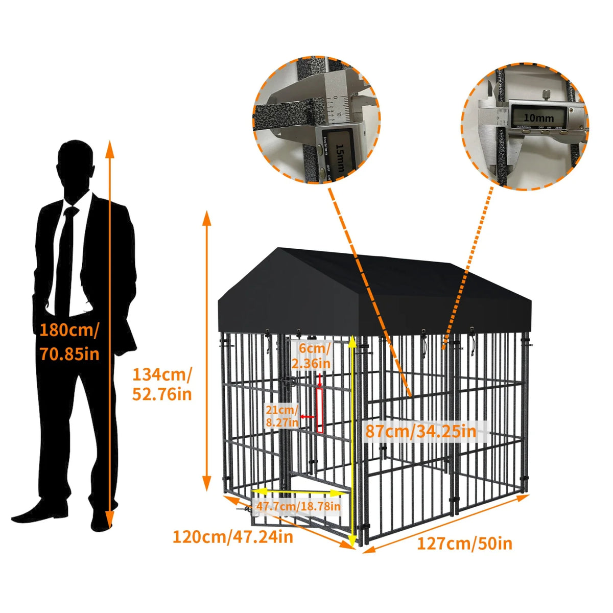 Outdoor Metal Dog Kennel With Secure Roof And Reliable Barrier System