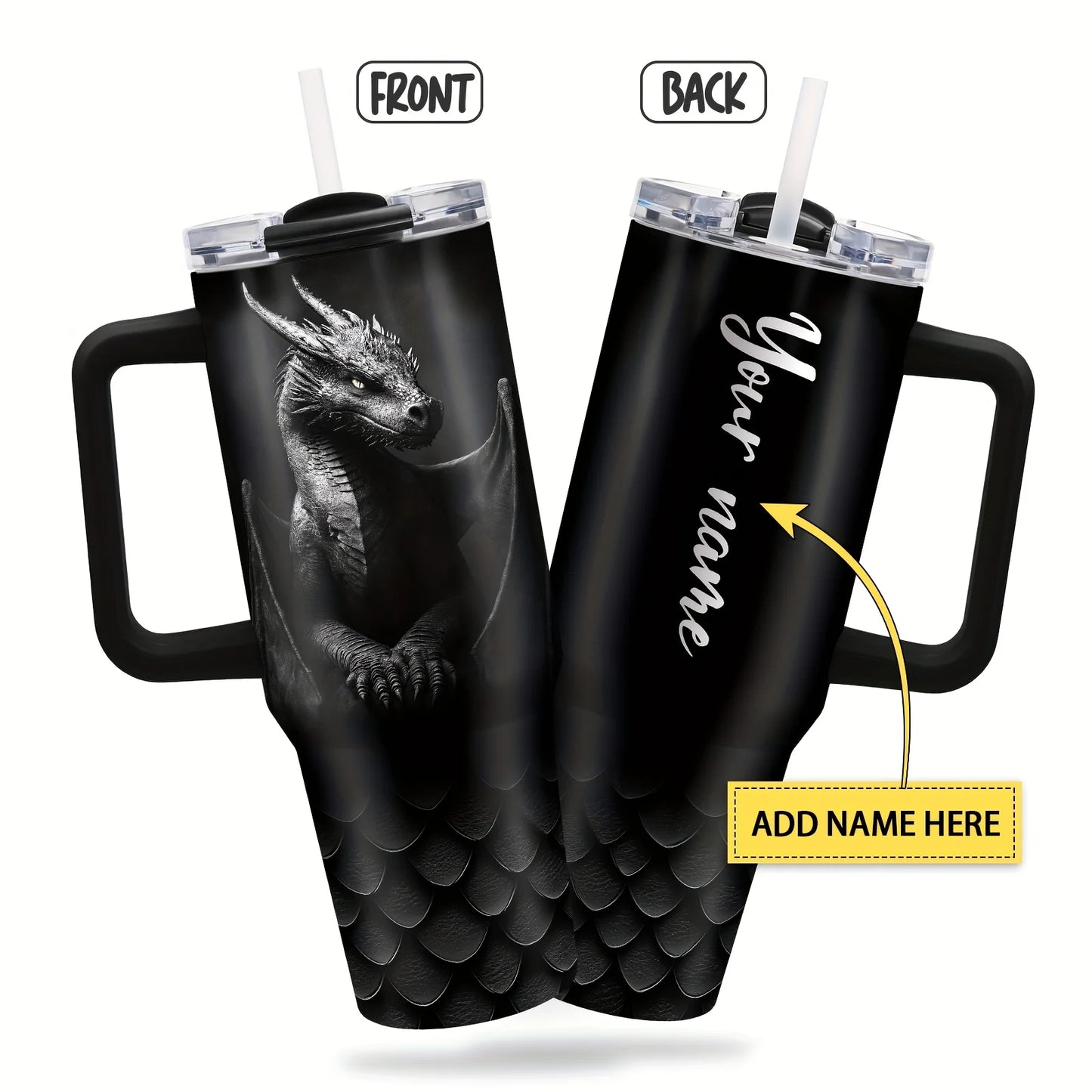 Leak-Proof Lid, Reusable Coffee Cup for Men, Women, Dragon Lovers - Birthday, Christmas, Father's Day Gifts, Outdoor Adventurers, Daily Hydration, Stylish Tumbler, Hand Wash Only, Holiday Presents