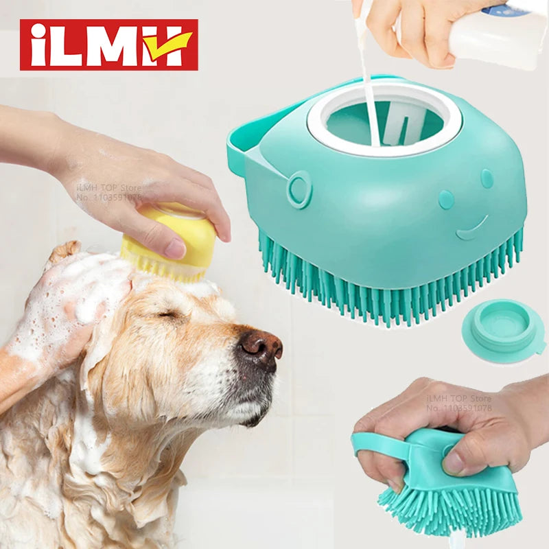 Silicone Pet Shampoo Dispenser Brush For Dogs And Cats