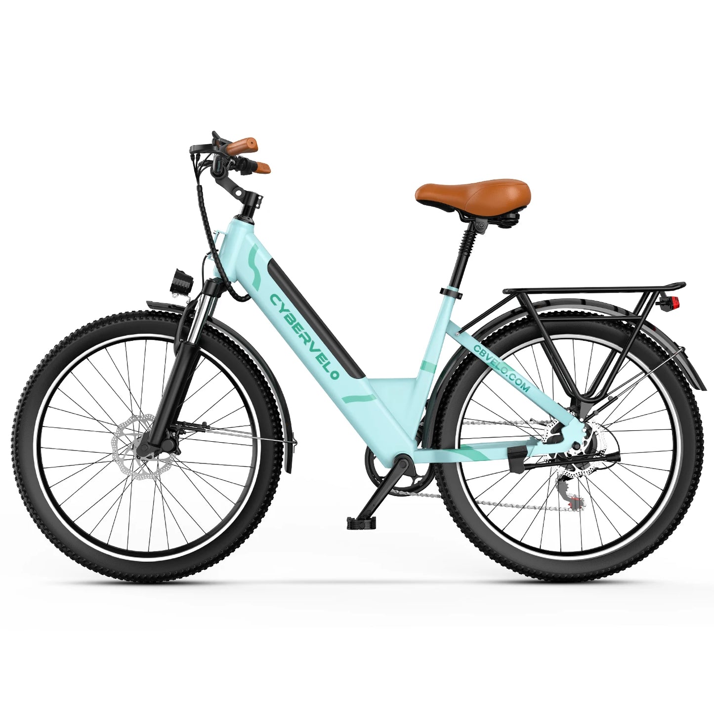 Cybervelo 1000W Peak Electric Bike for Adults 26" 7-Speed Removable Battery Ebike Up to 80 Miles Range Commuter Electric Bicycle for Beach Snow Men Women EK2