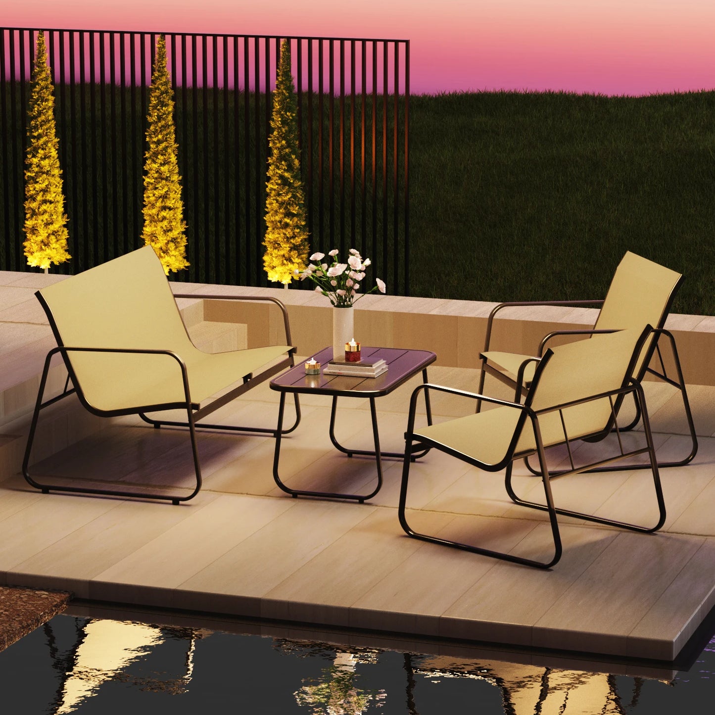 4-Piece Outdoor Patio All-Weather Bistro Set