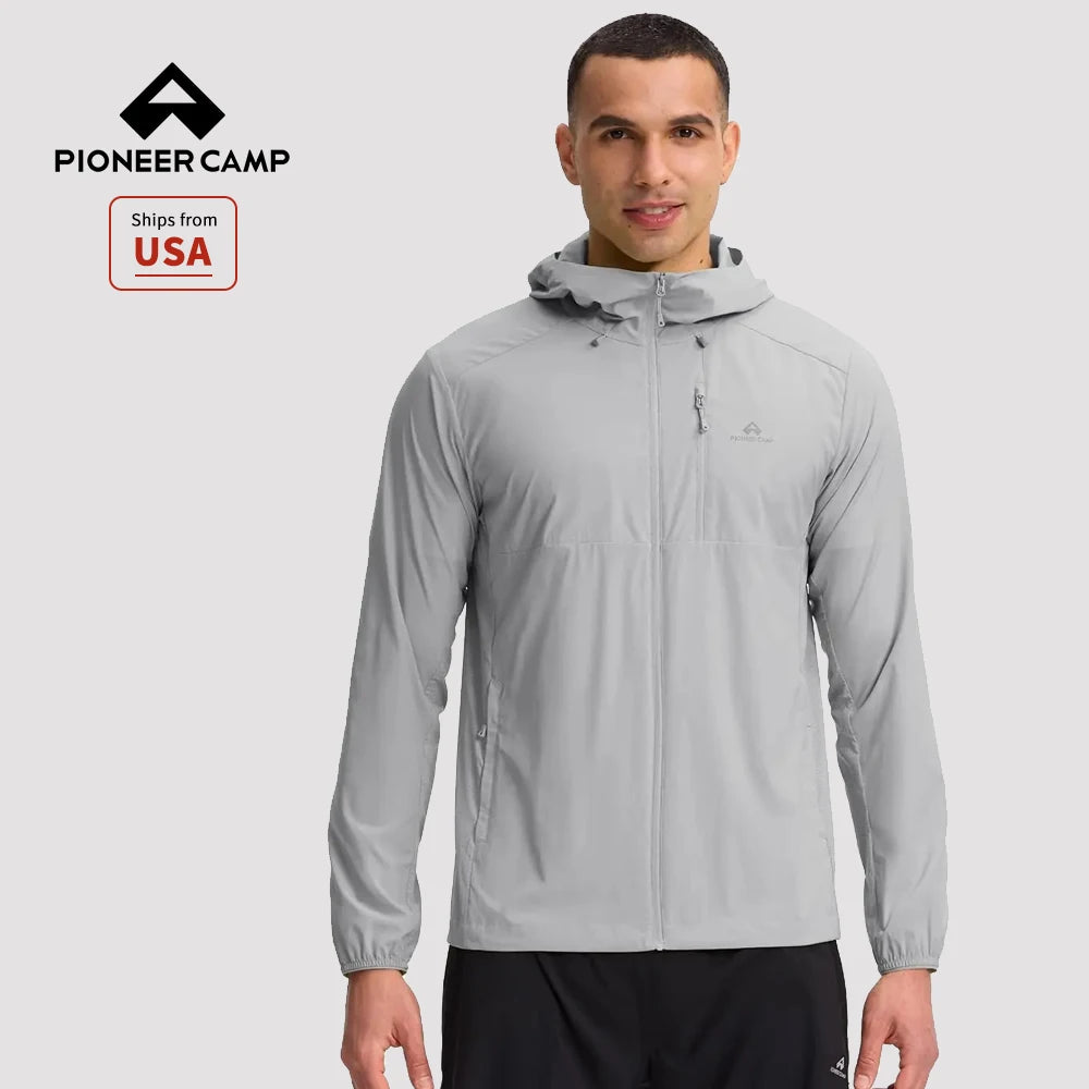 Pioneer Camp Men's UPF 100+ Sun Protection Hoodie Jacket Full Zip Long Sleeve Sun Shirts Lightweight Hiking Fishing Outdoor