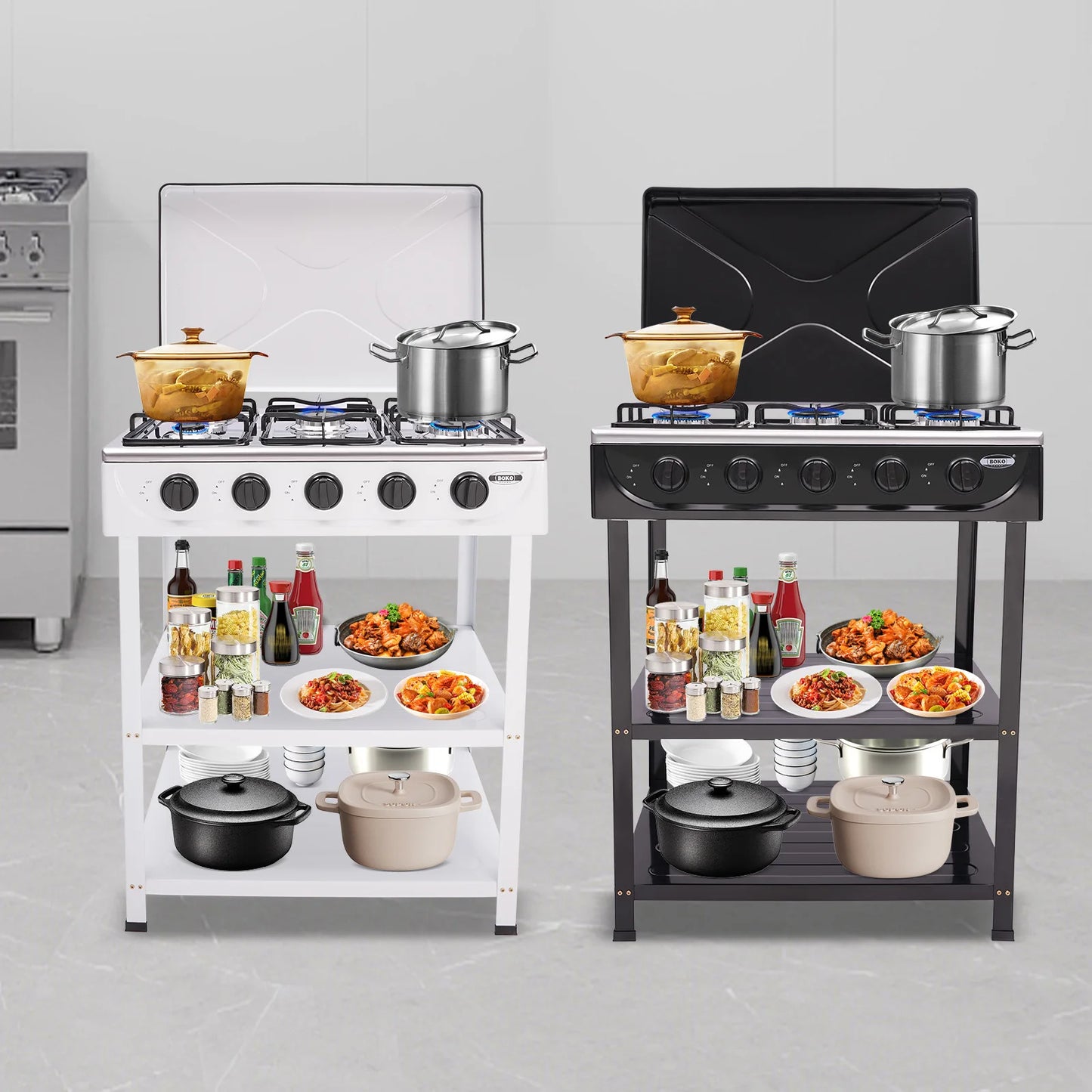Five Burner Gas Grill Freestanding For Outdoor Cooking And Grilling