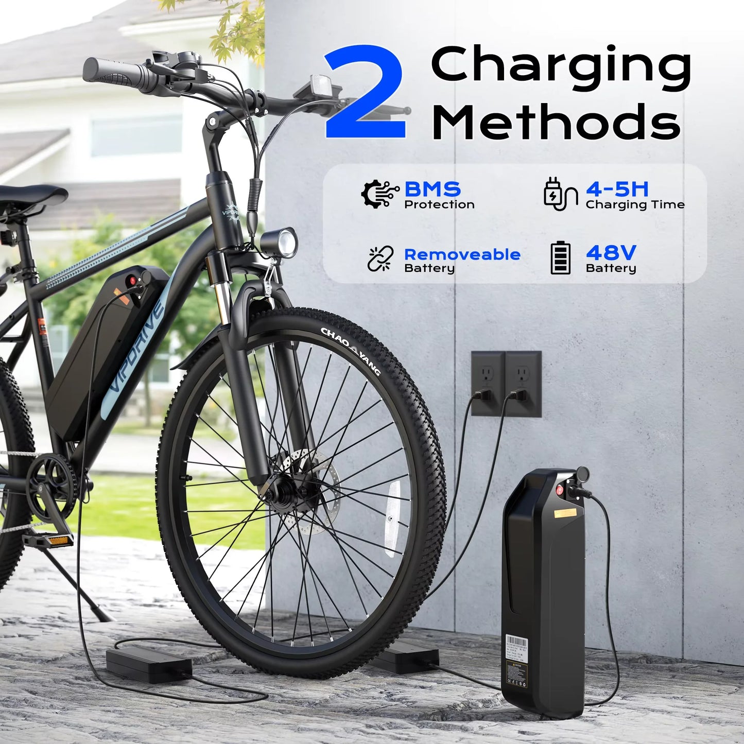 VIPDRIVE Defier 1.1 Adult Electric Bike, 750W Peak Motor, 48V 7.8Ah Battery, 26" Tire, 20MPH Mountain & Road Ebike