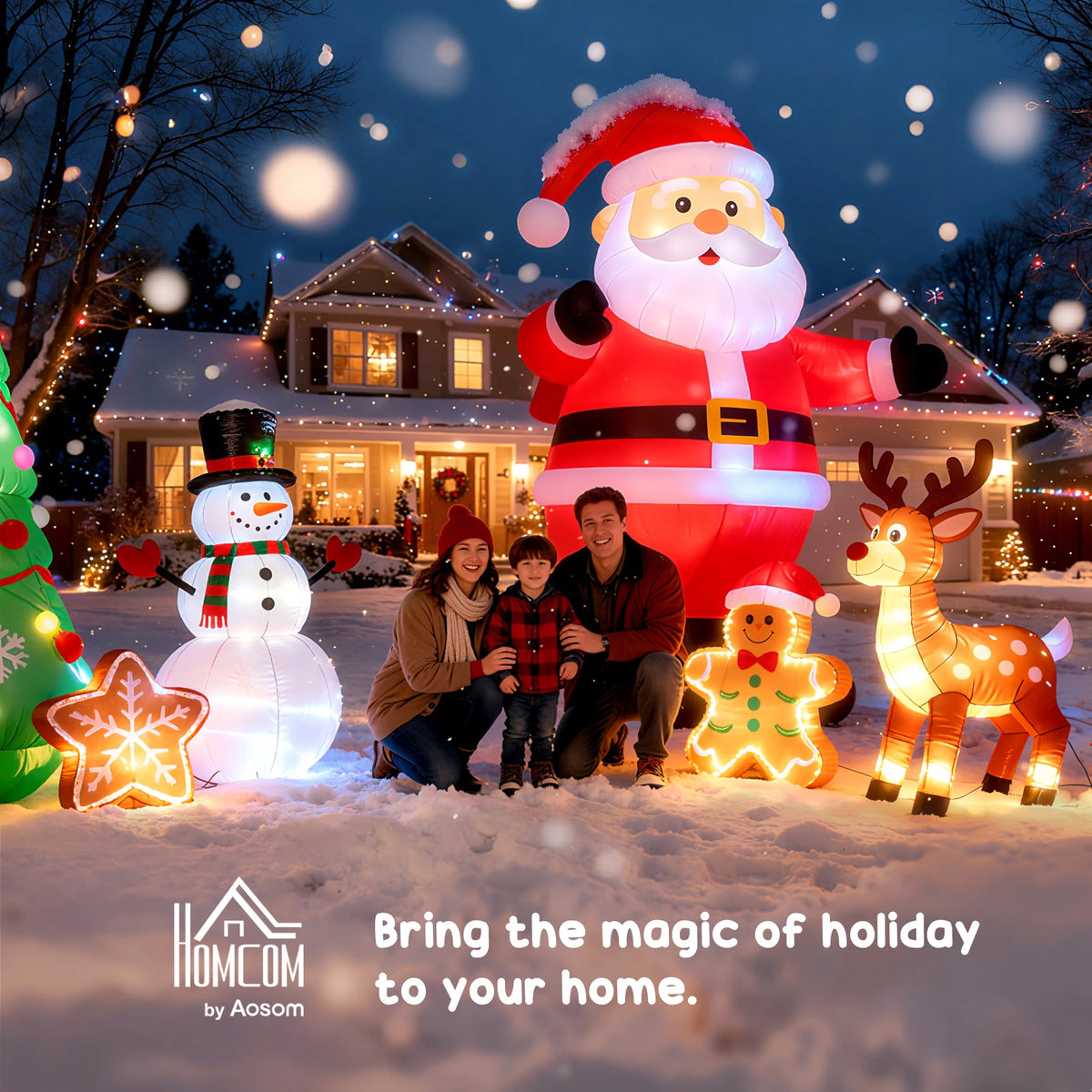 Homcom Christmas Inflatable Santa Claus Yard Decoration With Led Lights