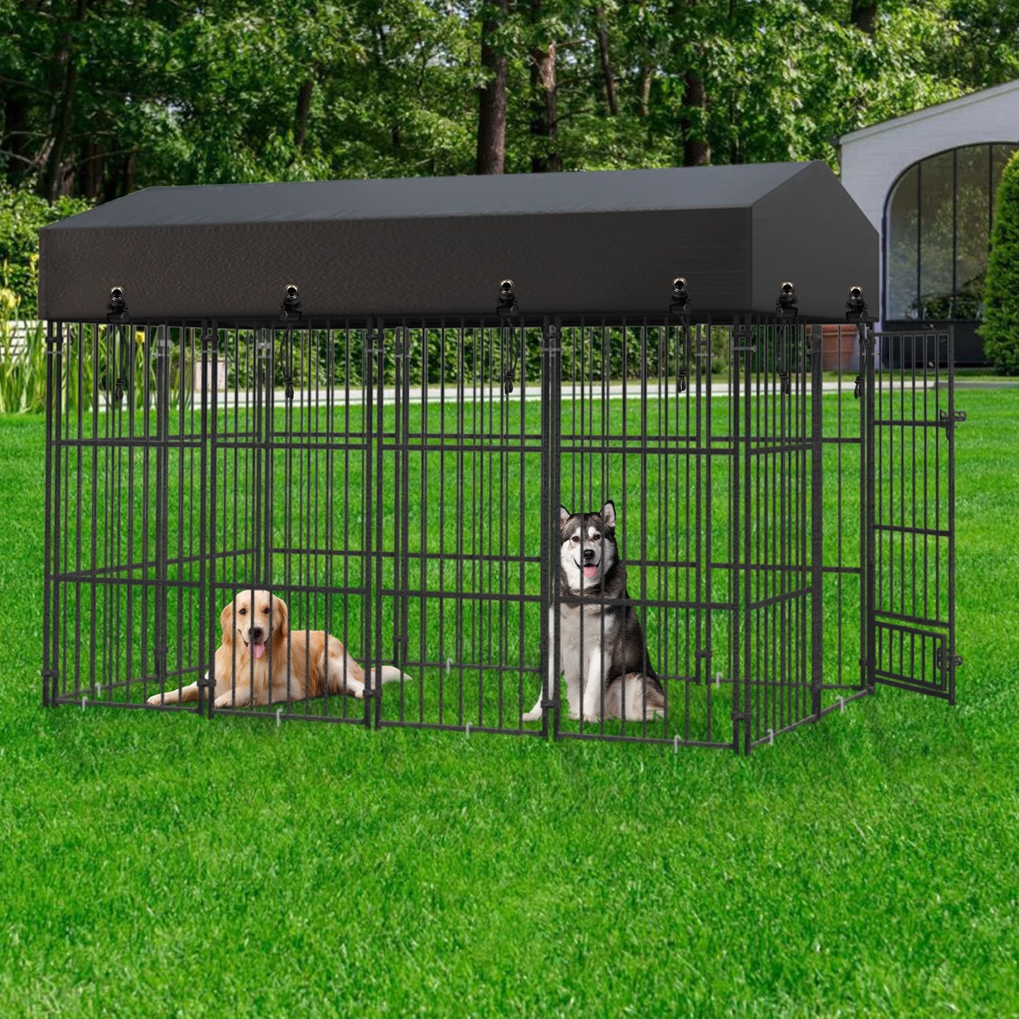 Outdoor Metal Dog Kennel With Secure Roof And Reliable Barrier System