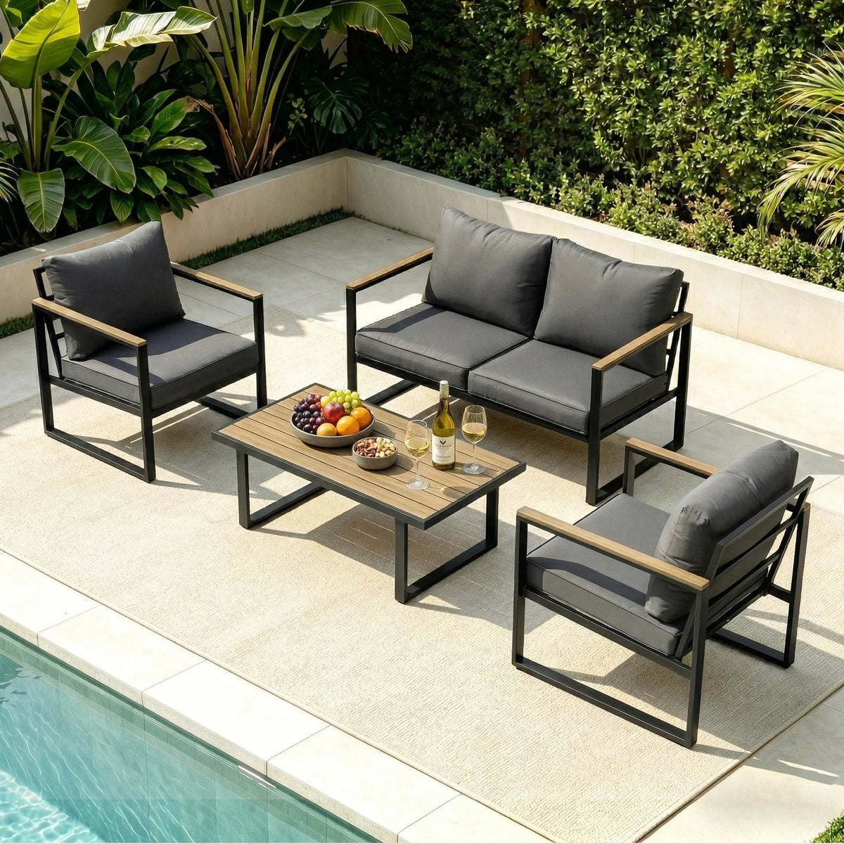 Joulee Weather Resistant Outdoor Patio Conversation Set