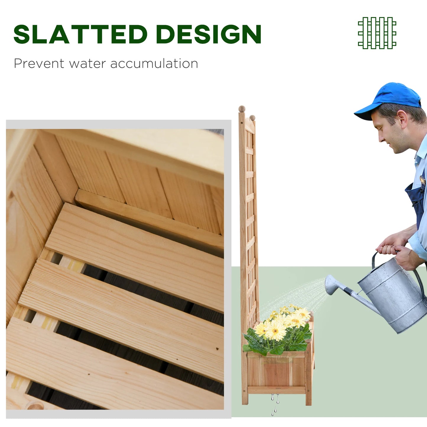 Outdoor 24" x 12" Backyard Plant Bed w/ Strong Wooden Design & Materials