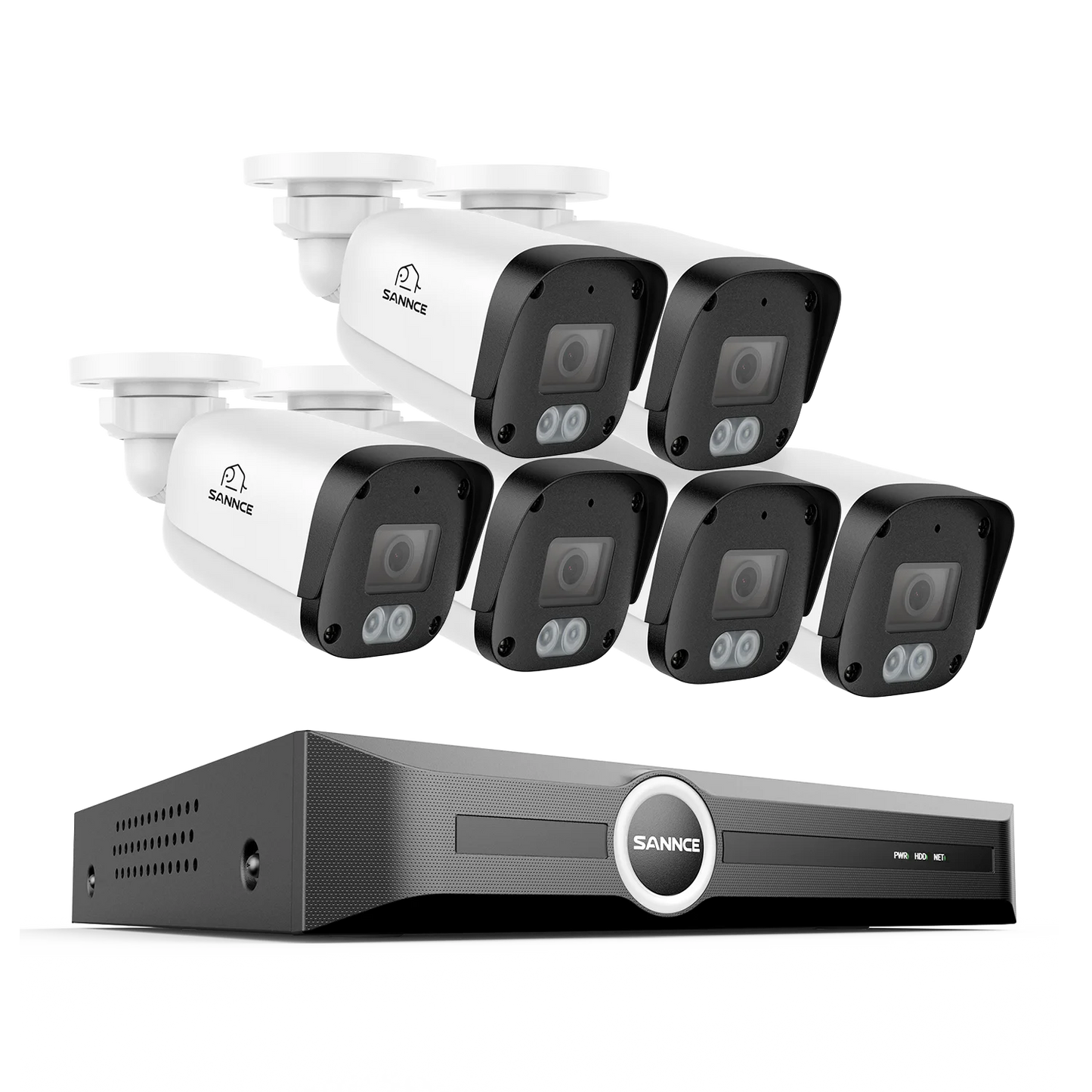 SANNCE 8MP PoE Security Camera Outdoor, IP67 8CH NVR with 2.8mm 4K Bullet Cameras, H.265 Built-in Mic, AI Human Vehicle Detection, Dual Light Night Vision Home Surveillance Cameras ONVIF