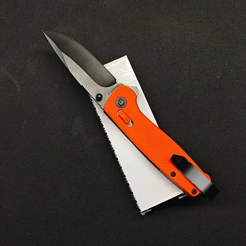 Folding Knife with Manual Lock Anti-Slip Grip Thumb Studs EDC Camping Knife Survival Outdoor Black/Olive Green/Orange Multitool