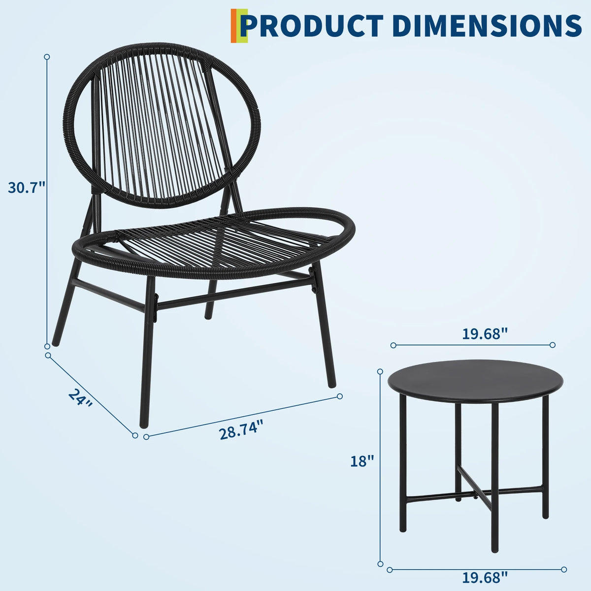 Modern Acapulco Style Woven Rattan Patio Furniture Set