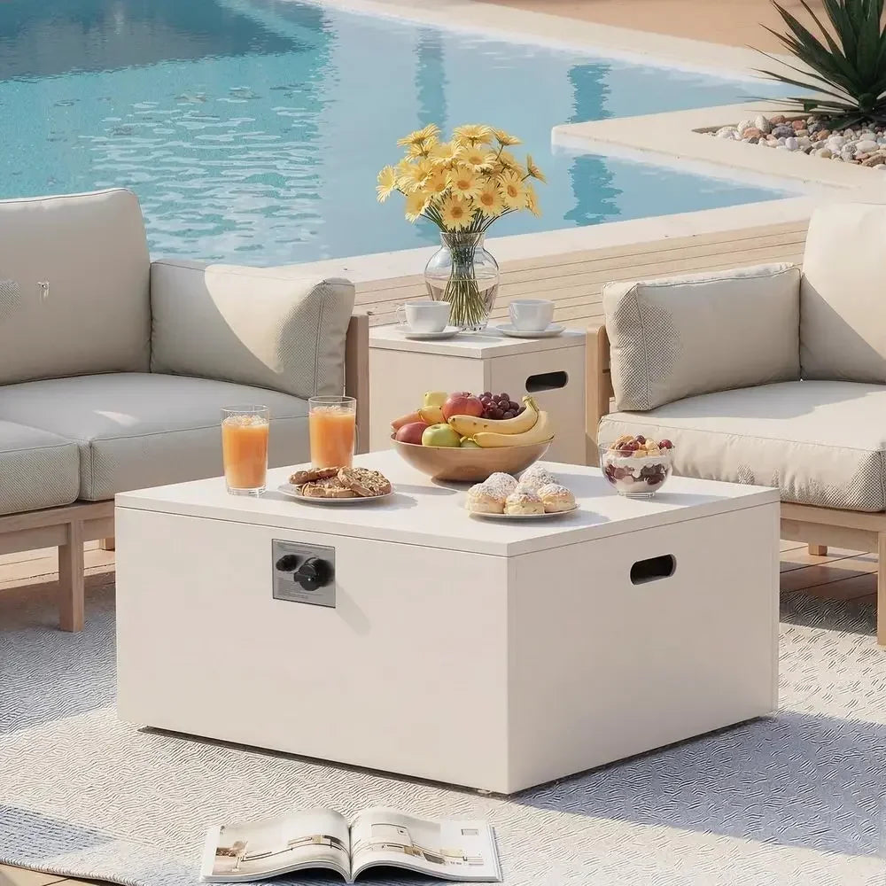 Half Moon Curved 8-Piece Patio Furniture Set With Fire Pit