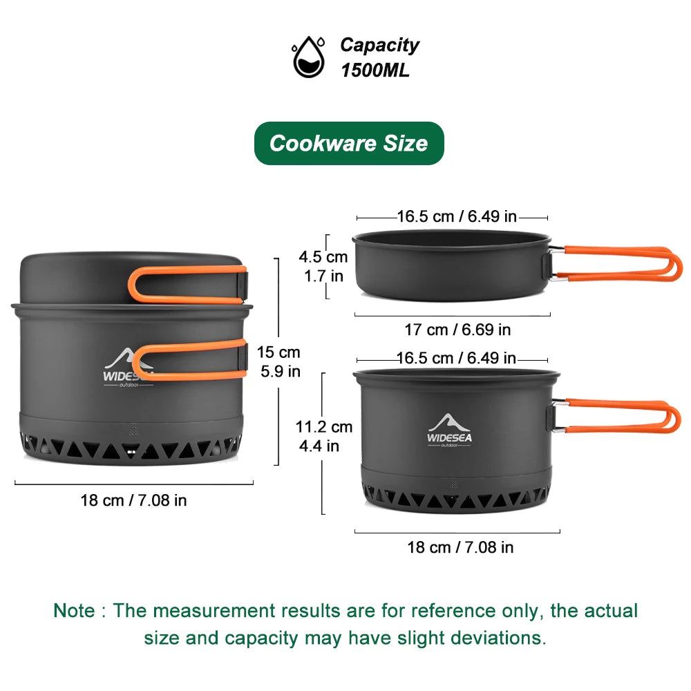 Widesea Outdoor Camping Cookware Set With Pots Kettle Cups
