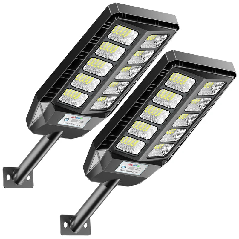 2 Pack Solar Street Light Outdoor, 4000W LED Solar Powered Flood Light with Remote Control, Motion Sensor Dusk to Dawn Security Lighting, IP66 Waterproof for Yard Driveway Garden Deck Garage