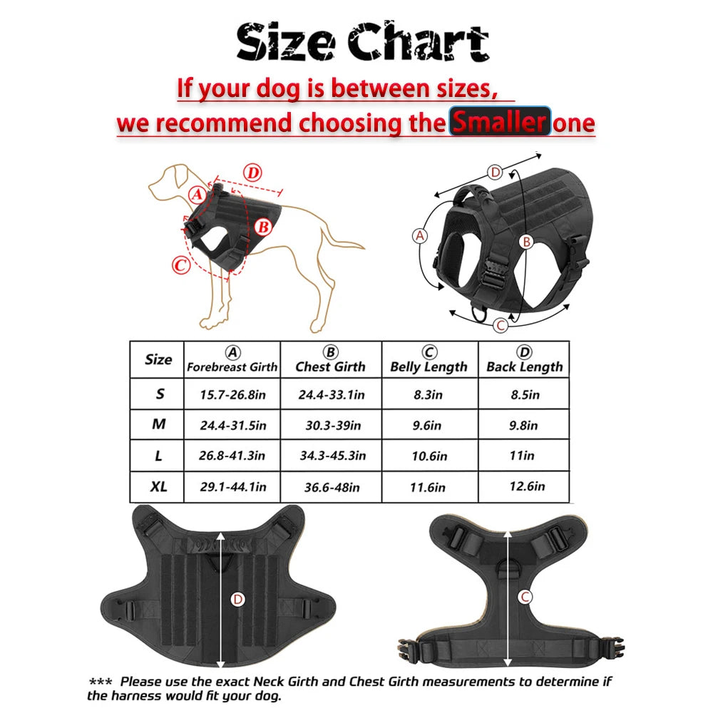 Pettravel Tactical Dog Harness With Padded Molle Pouch