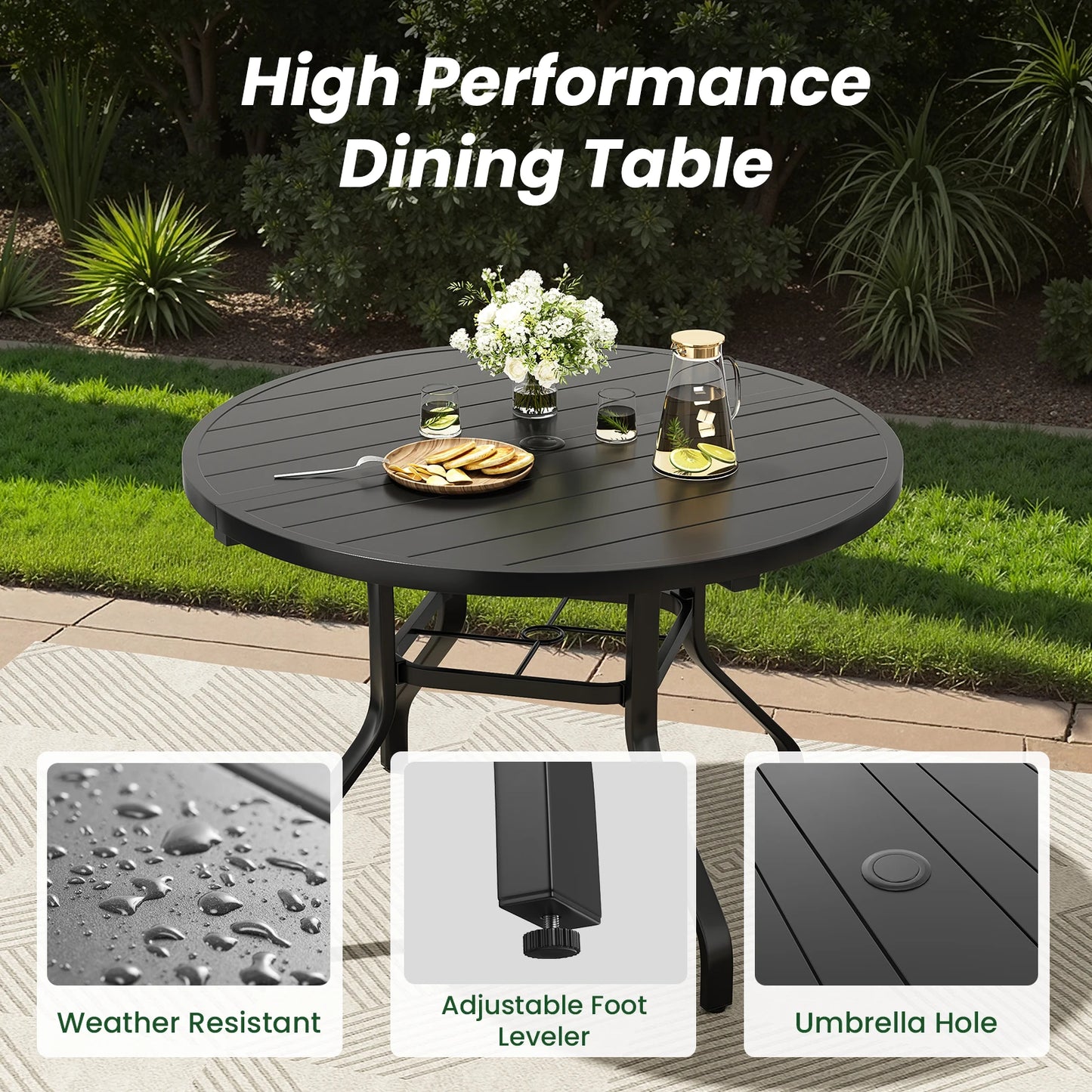 Farini 7 Piece Outdoor Dining Set For Six With Round Table And Chairs