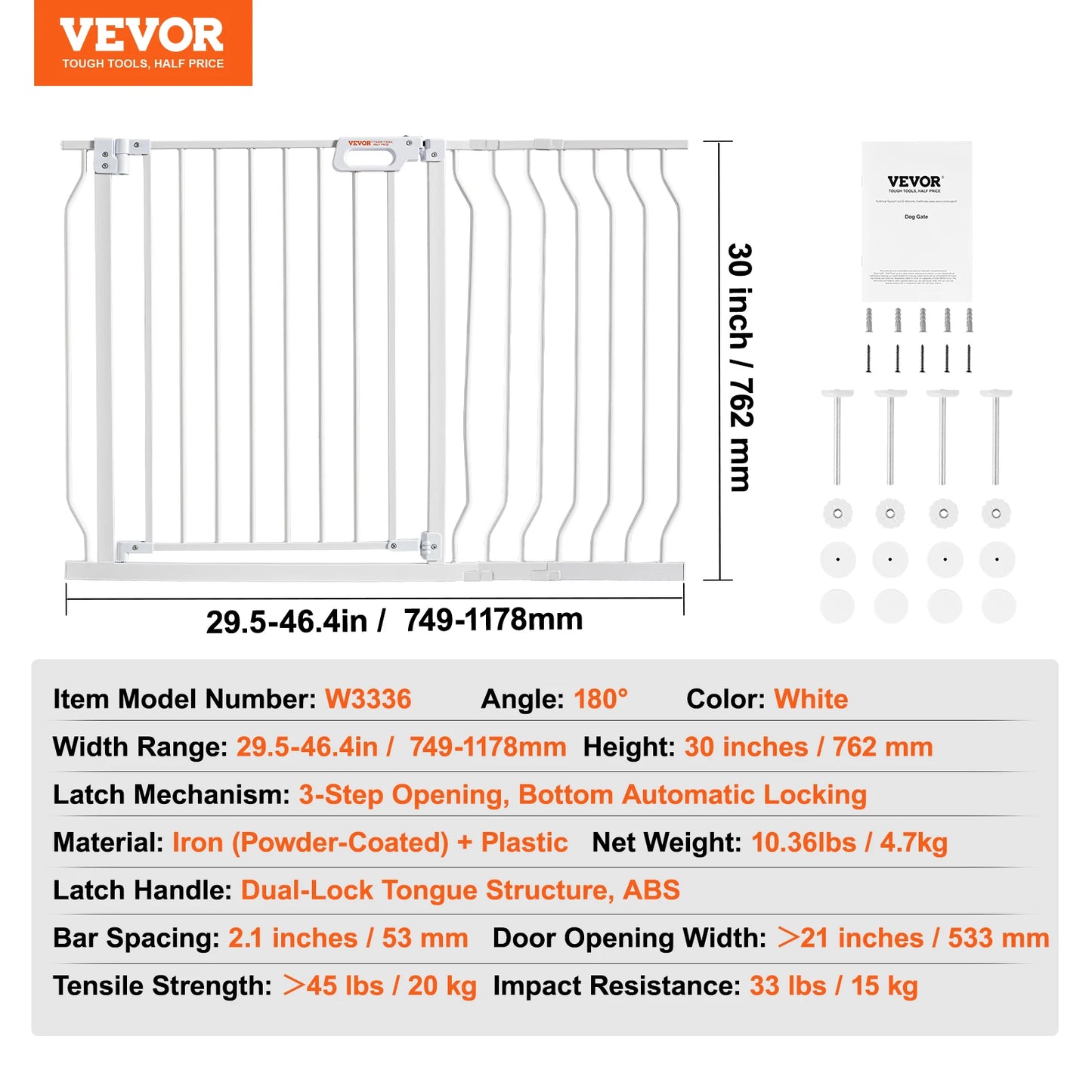 SucceBuy Pressure Mount Walk Through Baby Security Gate