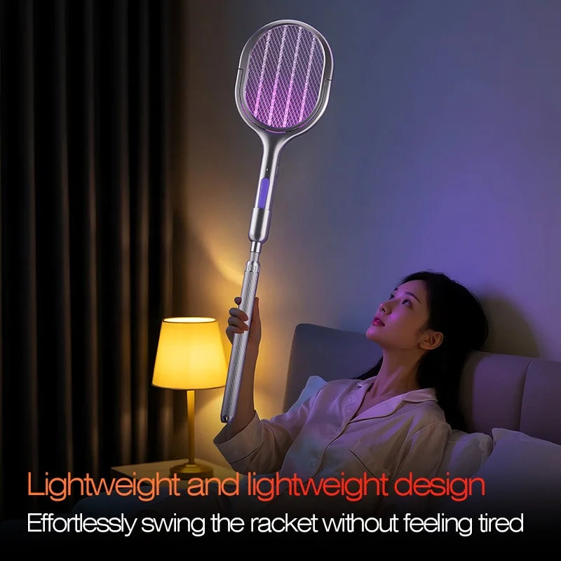 Portable Electric Mosquito Swatter With Extendable Rod And USB Rechargeable