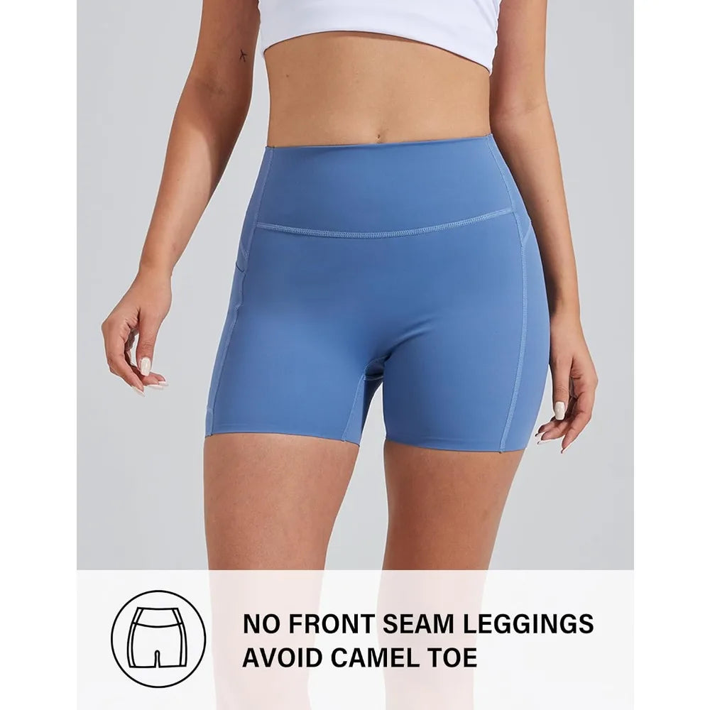 Pioneer Camp Seamless Womens Biker Shorts With Pocket Tummy Control