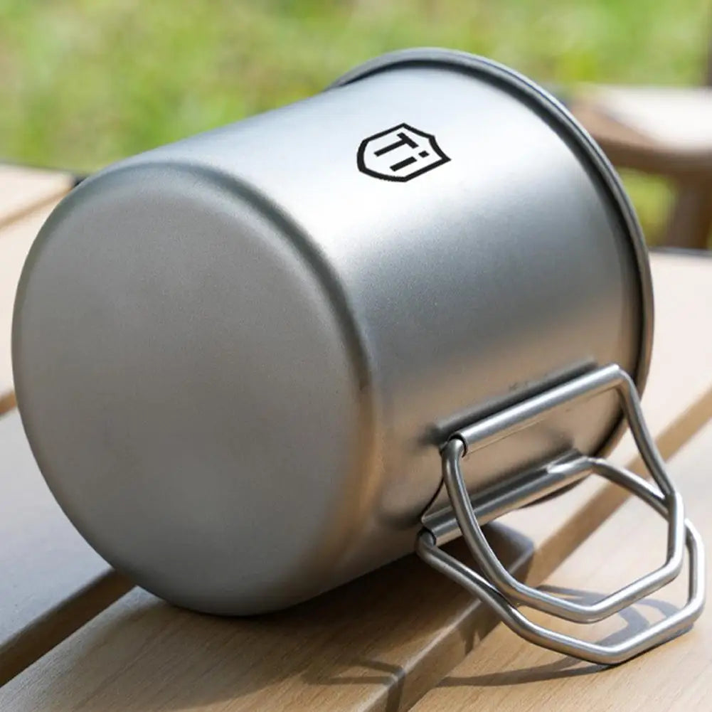 Stainless Steel Camping Mug with Folding Handle & Carabiner, Portable Outdoor Coffee Cup for Hiking Backpacking Picnic 1Pc