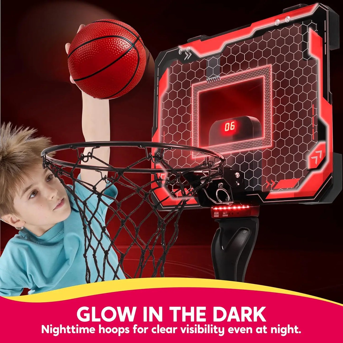 Joyfy Mini Indoor Basketball Hoop With Light Up Scoreboard