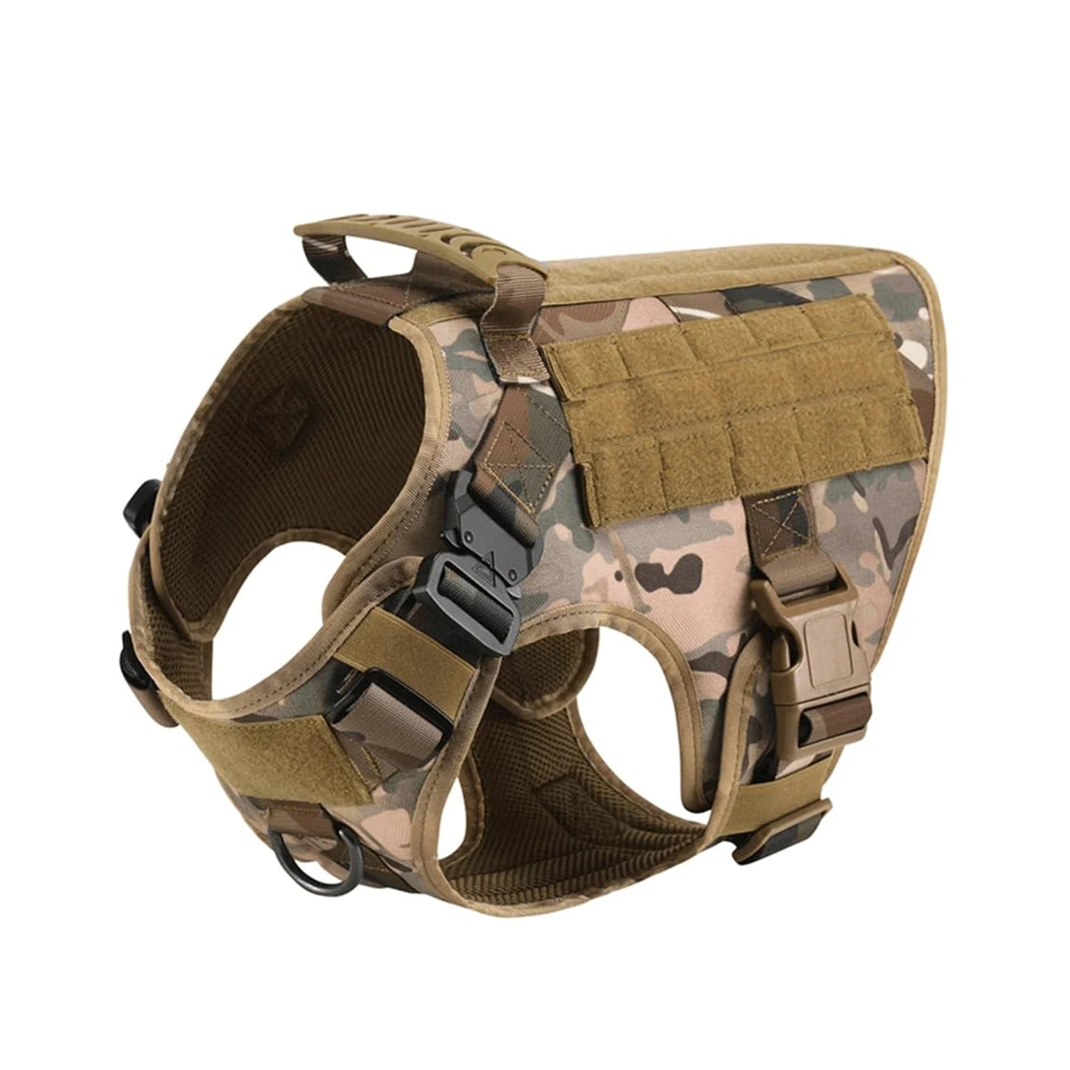 Pettravel Tactical Dog Harness With Padded Molle Pouch