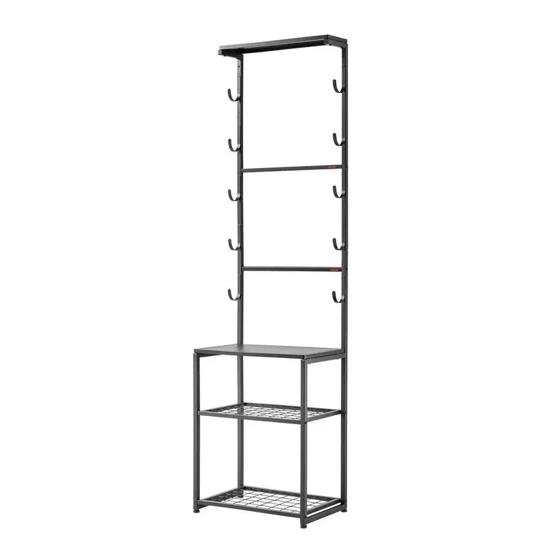 Floor Standing Gun Rack With Storage Shelf Holds Five Rifles