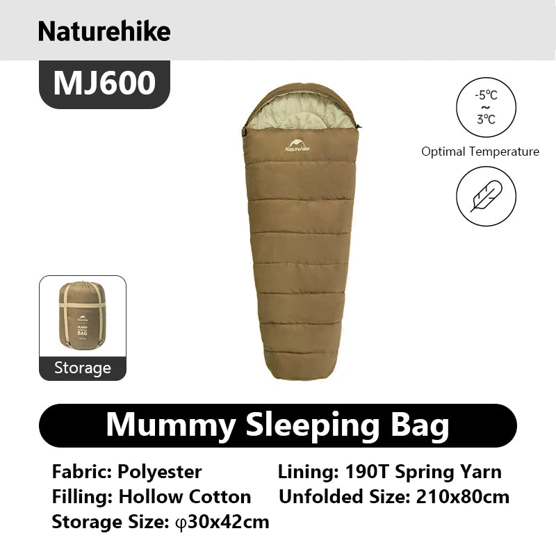 Naturehike Mummy Sleeping Bag MJ300 MJ600 Ultra Winter Warm For Adults