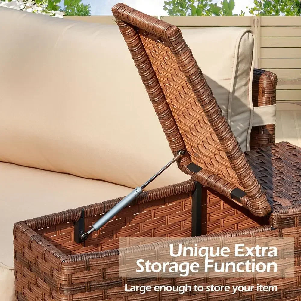 Half Moon Curved 8-Piece Patio Furniture Set With Fire Pit
