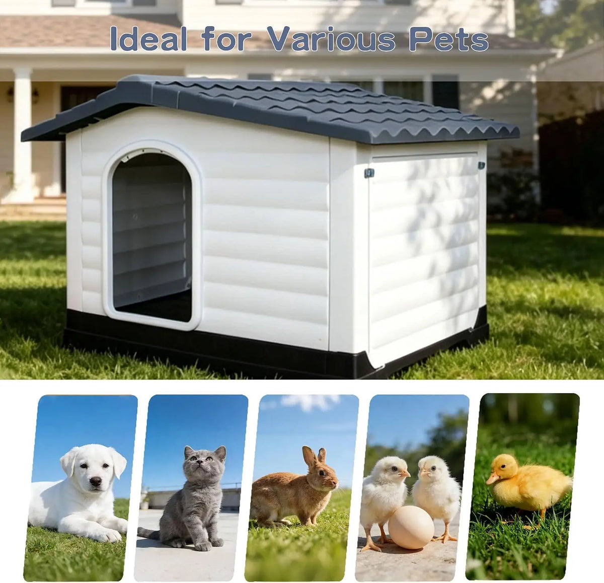 Twister.Ck Waterproof 2-Door Dog House Elevated Base Indoor Outdoor