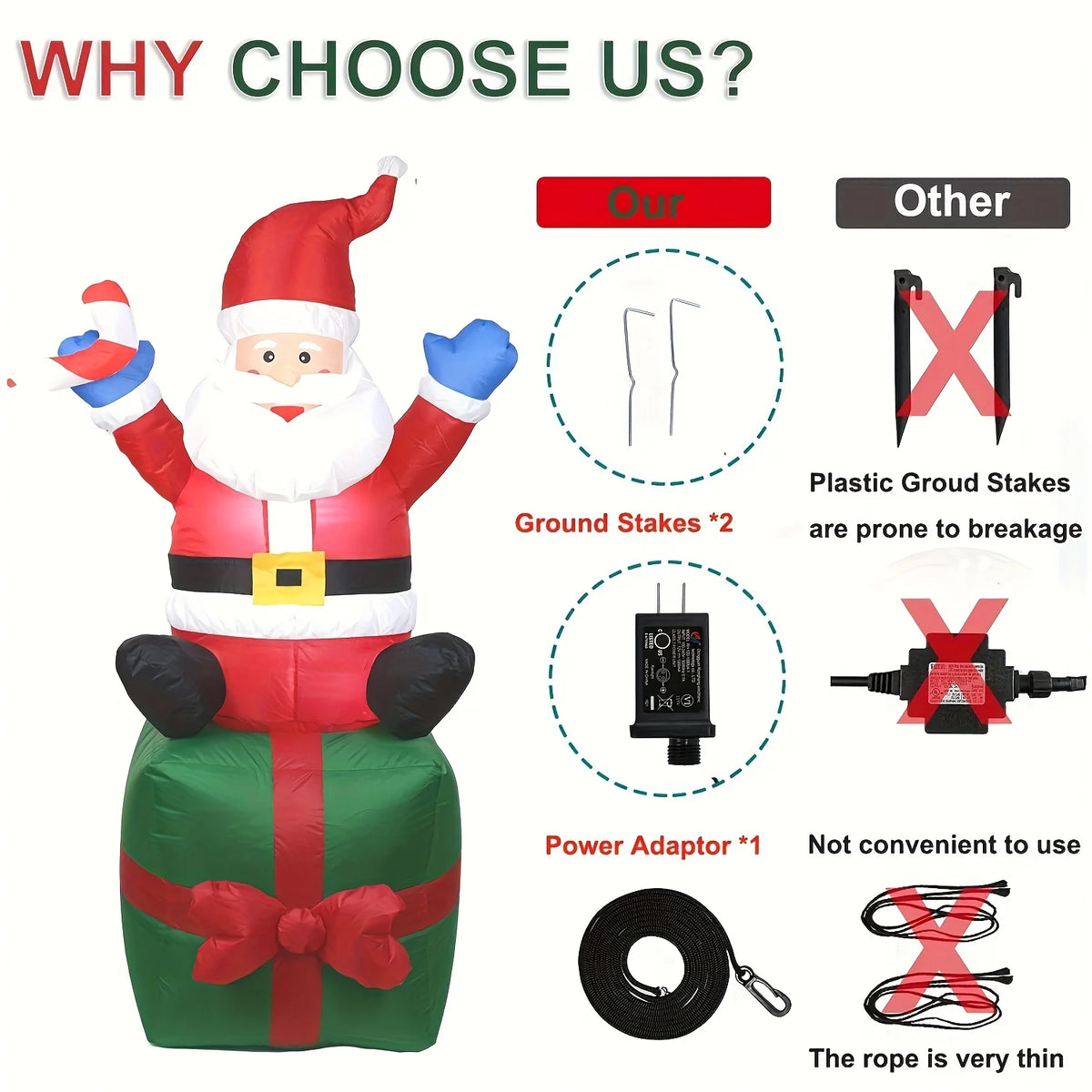 Christmas Inflatable Santa Claus Outdoor Yard Decoration LED Lights