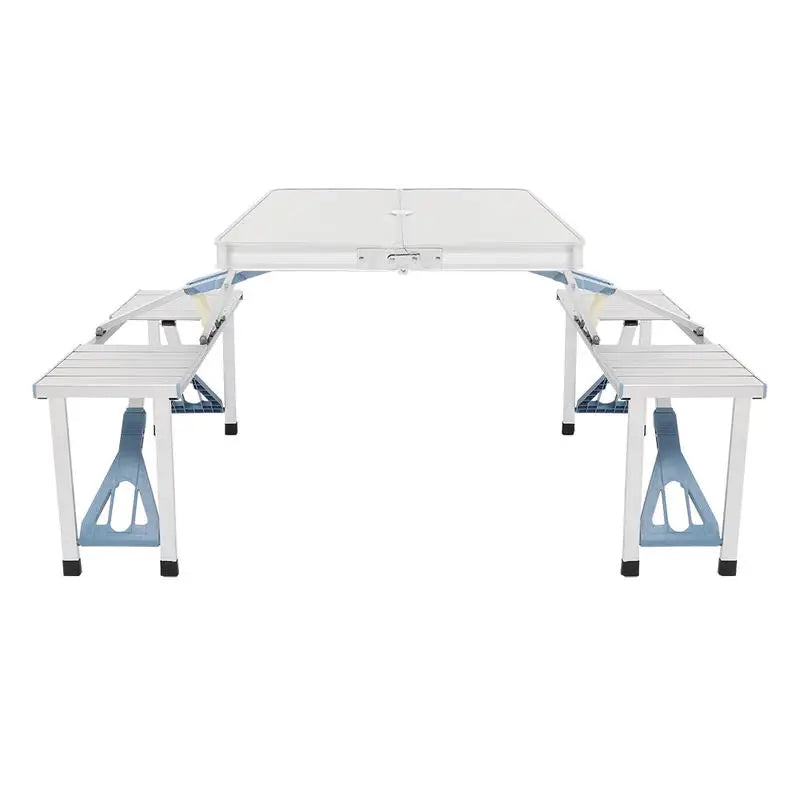 Silver Aluminum Alloy Camping Table and Chair Set, 136*85.5*67cm, 50kg