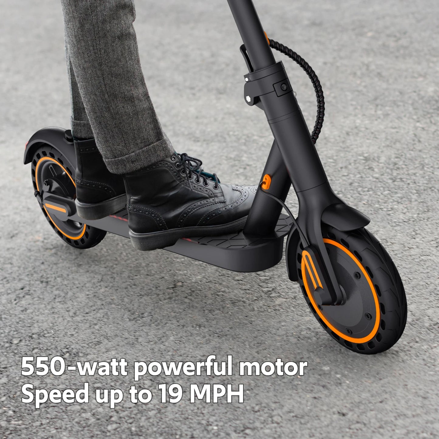 Electric Scooters for Adults & Teen, 550W Motor 19Mph Top Speed E-Scooter, 19 Miles Range, Folding W/Side Lights, UL2272 Dual Brake & App