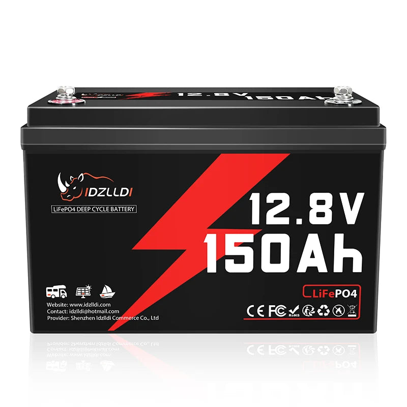 IDZLLDI 12.8V 100Ah LiFePO4 Battery 1280Wh Energy Built-in 100A BMS Rechargeable Lithium Battery for RV Solar Off-grid System Home Energy Storage