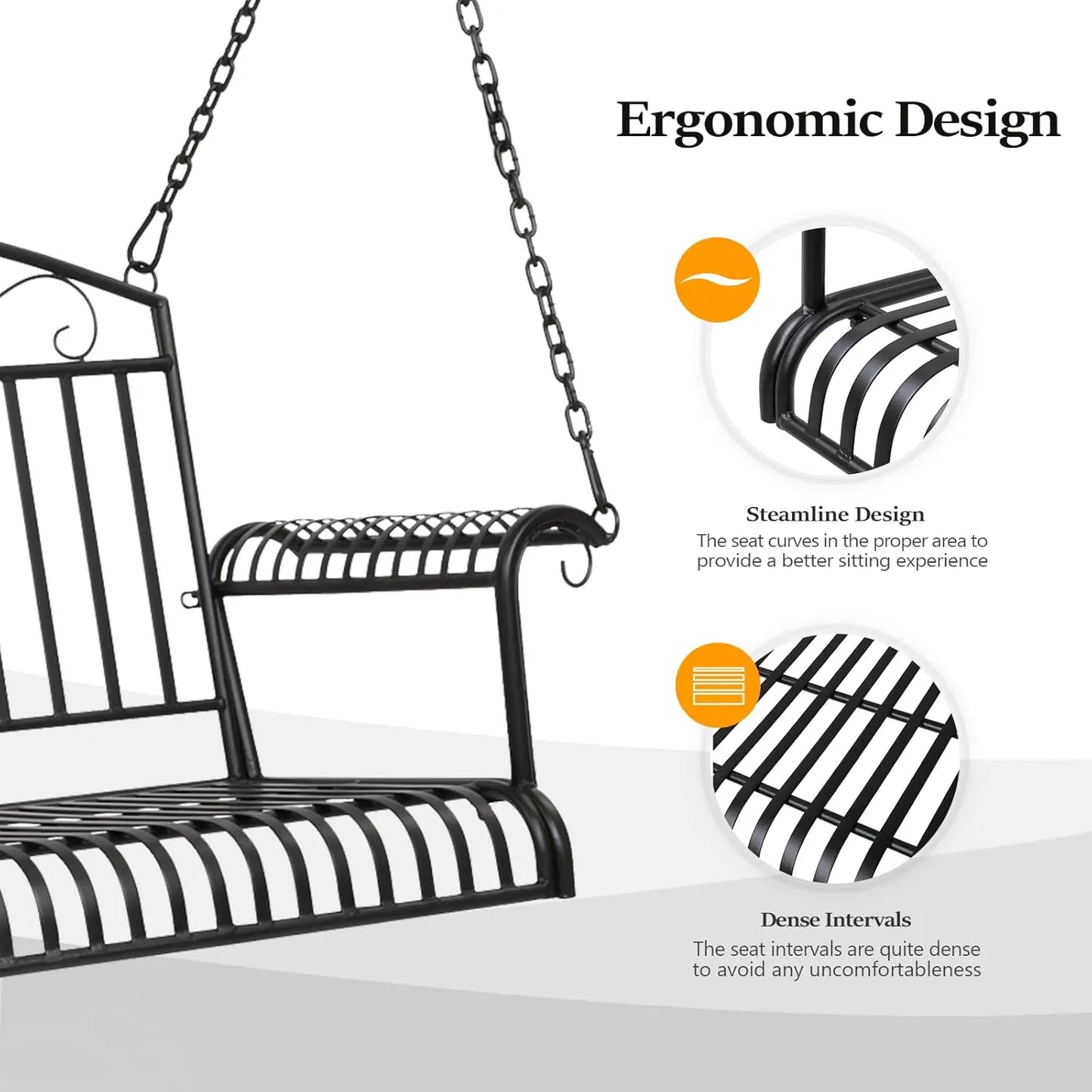 Outdoor Gardens, Yards - Metal Porch Swing, Pattern 6, 660 LBS Weight Capacity, Heavy Duty