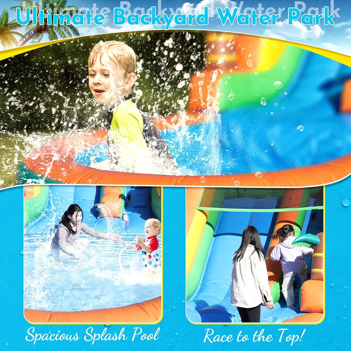 King Inflatable Water Slide Bounce House With Blower Outdoor Play