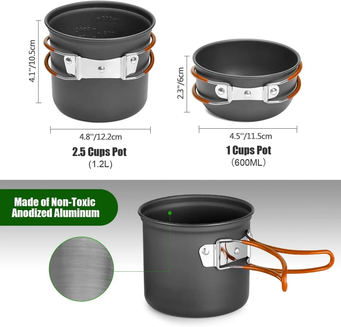Camping Cookware Stove Carabiner Canister Stand Tripod Stainless Steel Cup Tank Bracket Fork Spoon Kit For Backpacking Outdoor Camping Hiking Picnic