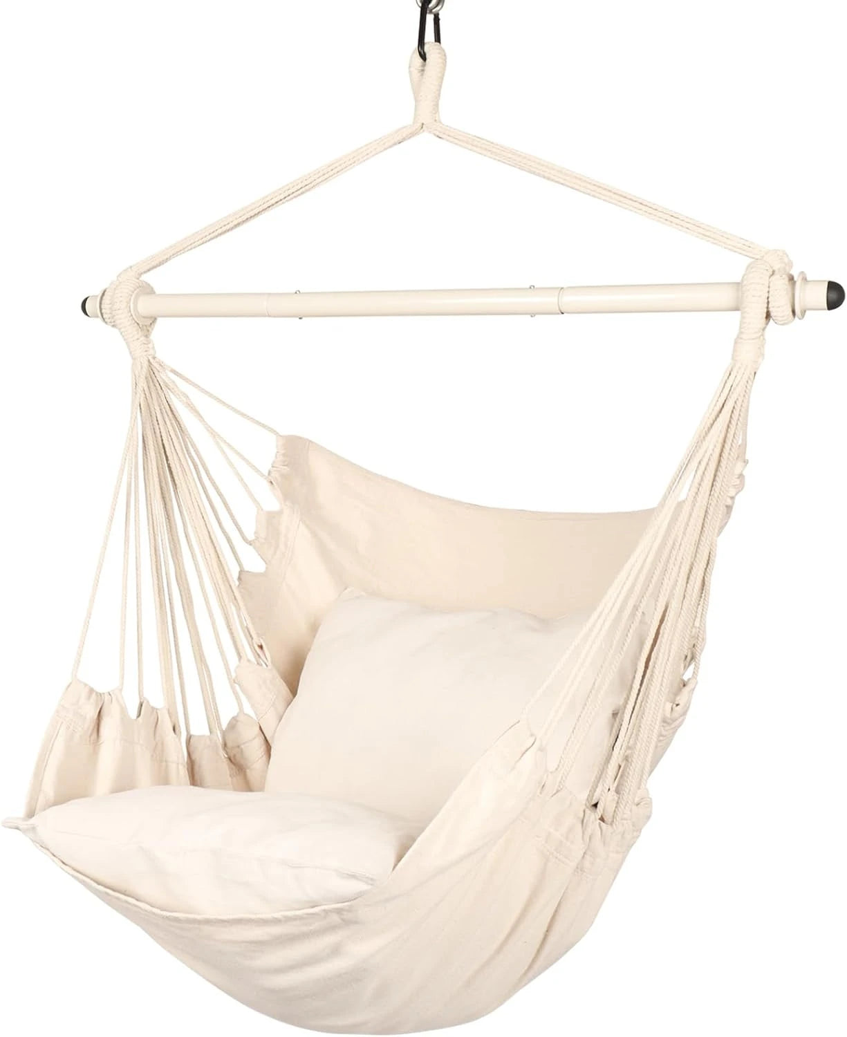 Hanging Swing Chair for Indoor & Outdoor All Weather Use, Premium Soft Cozy Fabric Hammock Chair, Comfort Hanging Seat for Garden Patio Balcony Bedroom