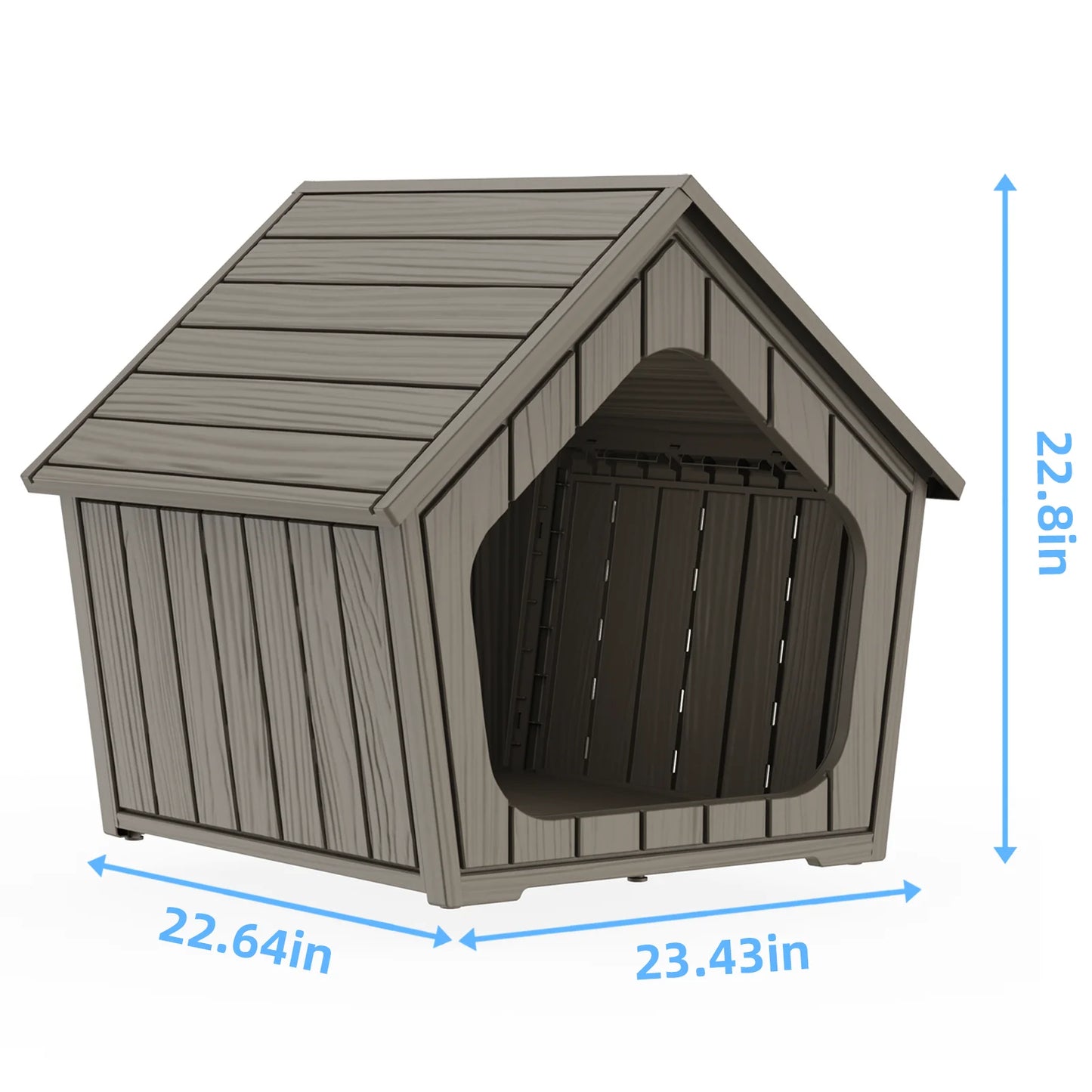Outdoor Plastic Gable Roof Dog House With Ventilated Design