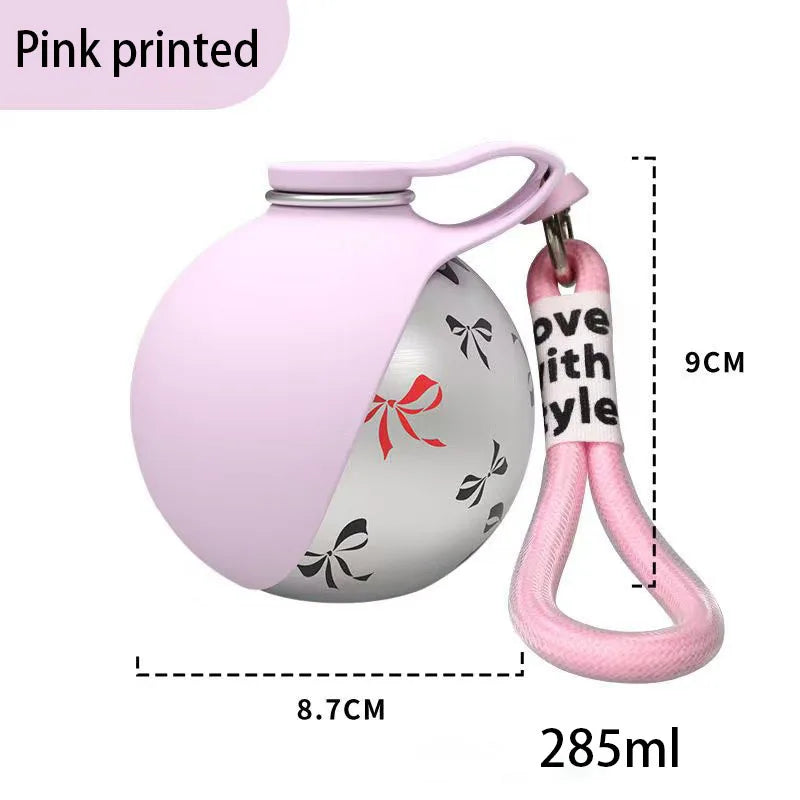 Water Bottle With Removable Silicone Bowl 285Ml Portable Dog Drinker 2-In-1 Stainless Steel Travel Pet Supplies