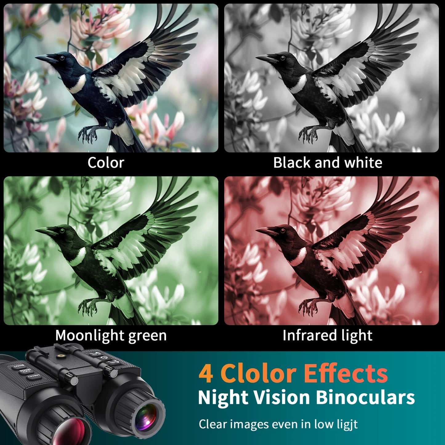4K Head Mounted Night Vision Goggles And Binoculars For Outdoor Surveillance