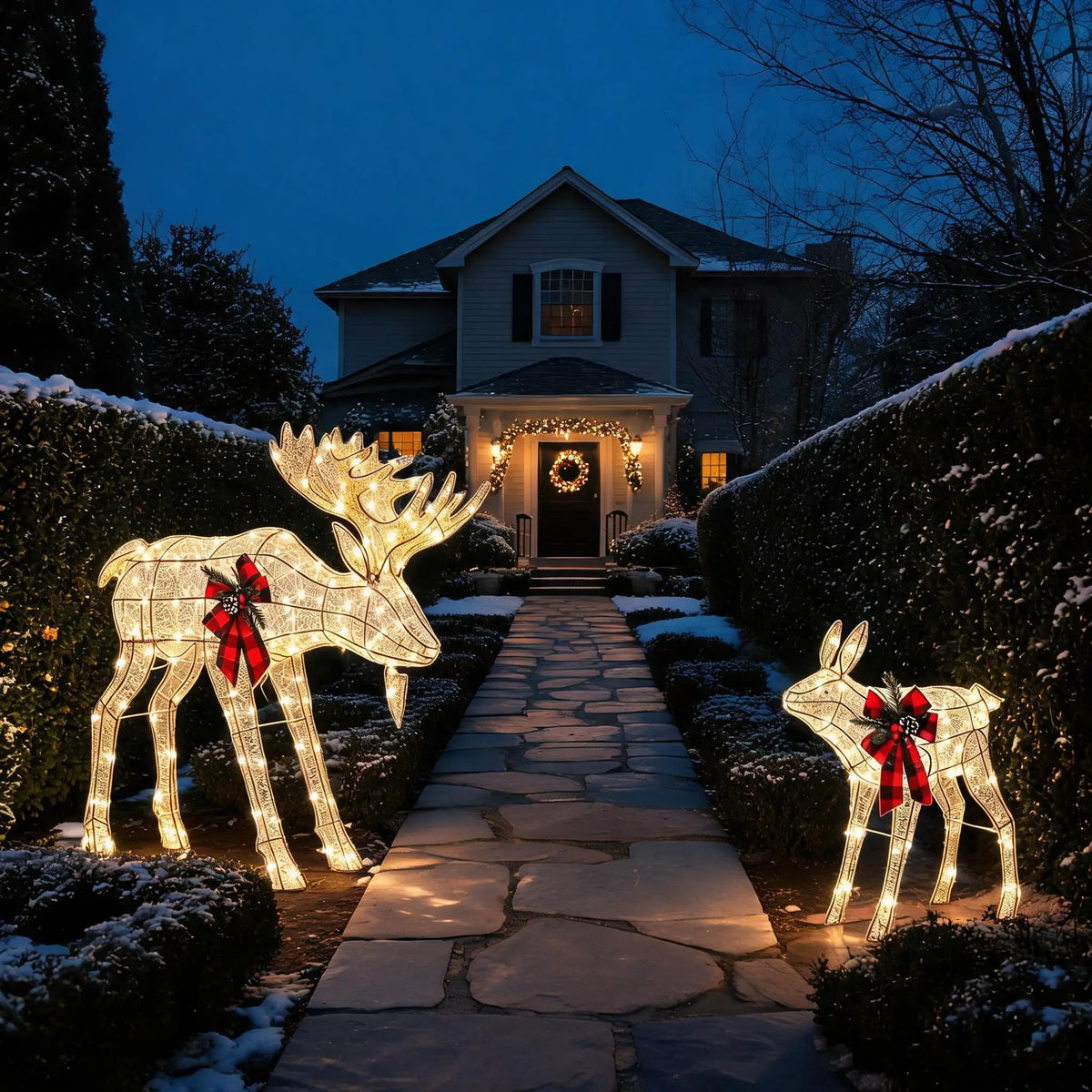 2 Piece Reindeer Family Outdoor Yard Decoration With LED Lights