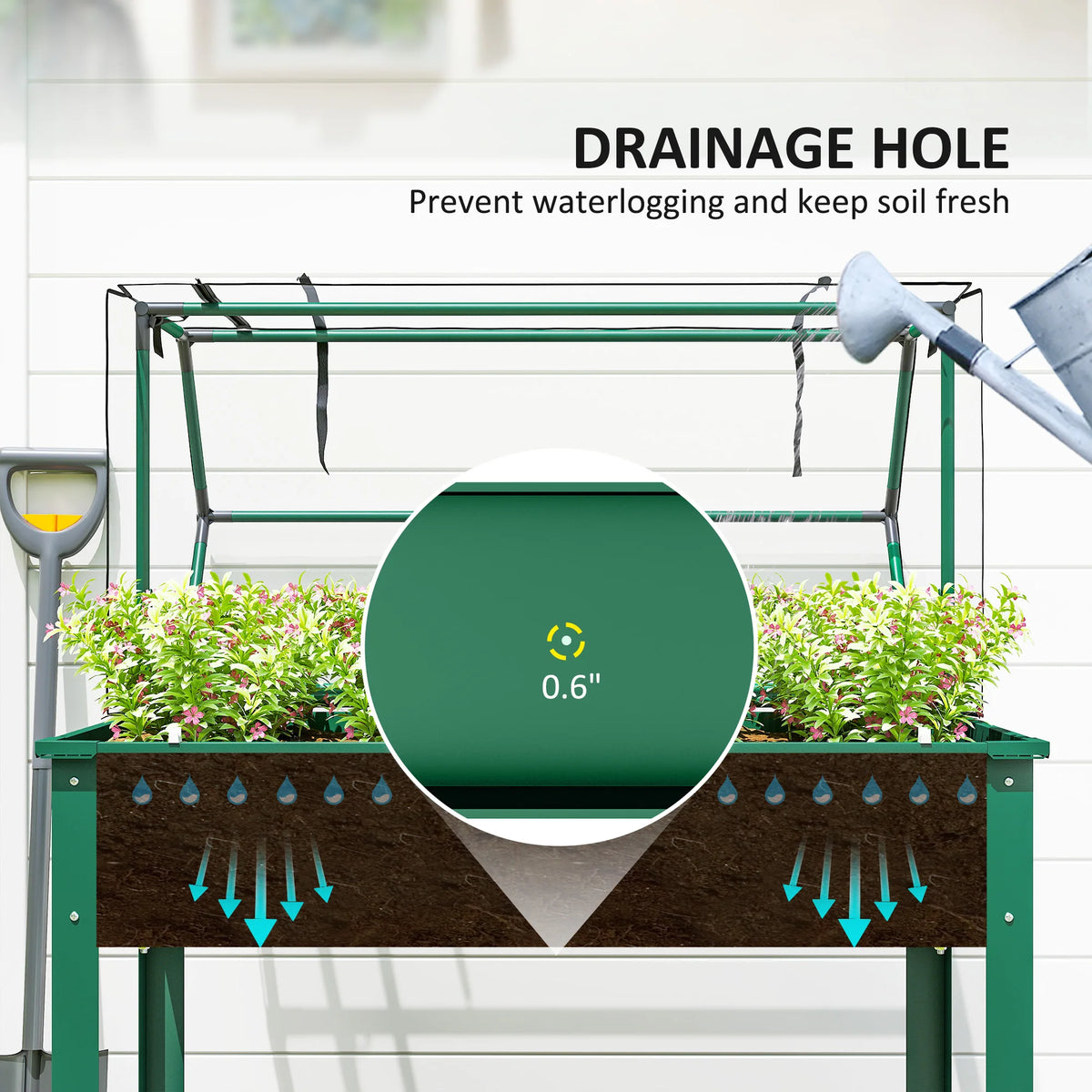 Raised Garden Bed with Greenhouse Cover, Green