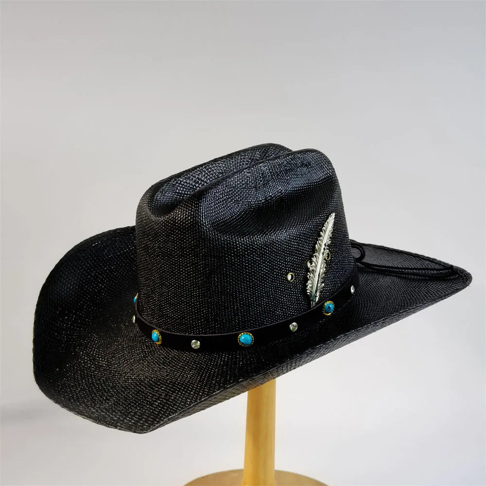 White Straw Cowboy Hat Summer Sun Protection Men Woman Summer Hat Casual Outdoor Sunshade Beach Straw Hat Fashion Cowboy chapéu