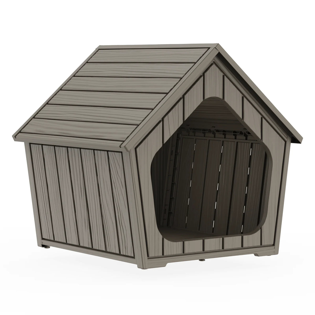 Outdoor Plastic Gable Roof Dog House With Ventilated Design