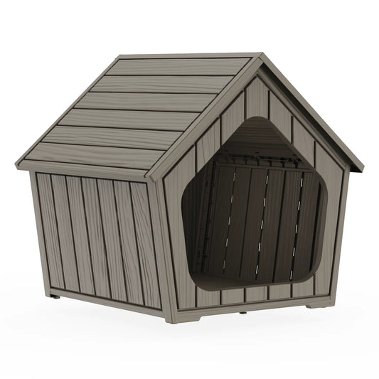 Outdoor Plastic Gable Roof Dog House With Ventilated Design