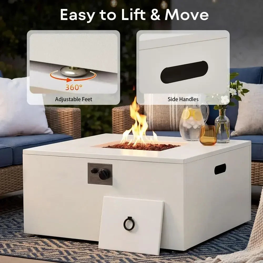 Half Moon Curved 8-Piece Patio Furniture Set With Fire Pit