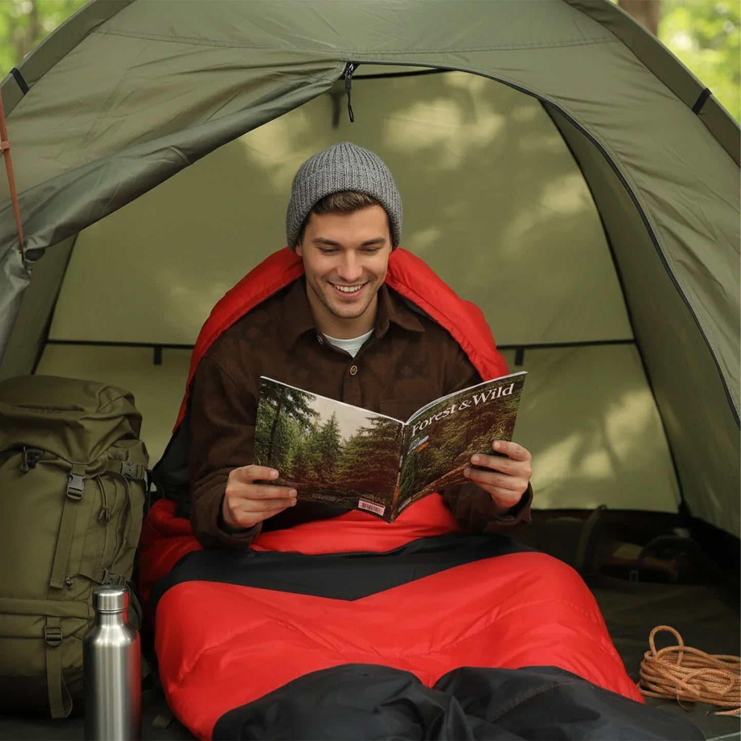 Rectangular Heated Sleeping Bag, Lightweight Sleeping Bag with Multi USB Powered Heating Pads, Waterproof Compact Envelope Sleep