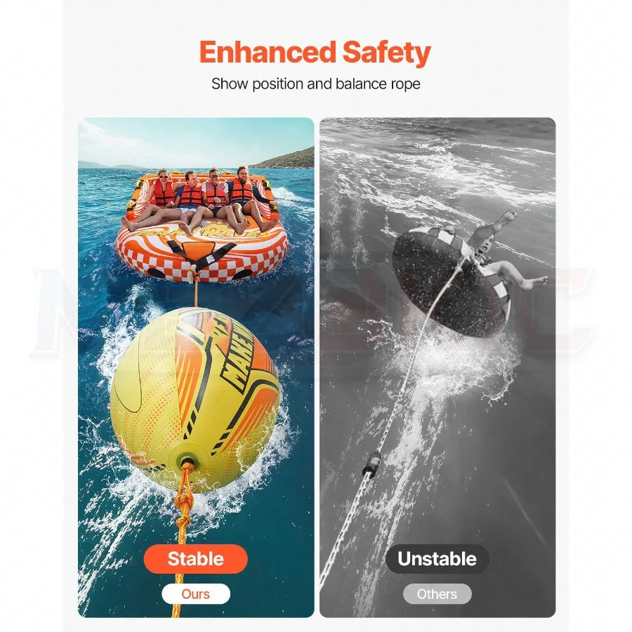 Booster Ball, Towable Tube Rope Performance Ball, Thickened PVC Inflatable Booster Balls for Boating and Water Sports - with Hi